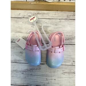 Josmo Kids Soft Glitter Clogs in a Pink and Blue Gradient color Size 5